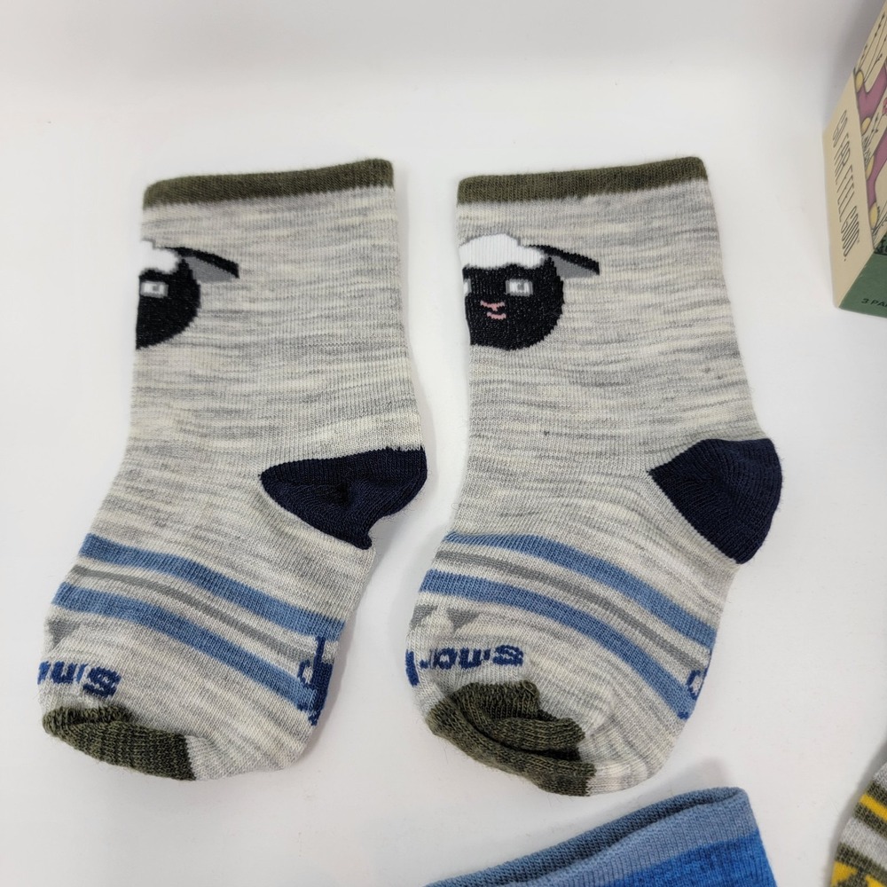 Smartwool Toddler Trio Zero Cushion Merino Wool Bootie Socks Winter Moss 2T-3T - Picture 3 of 14